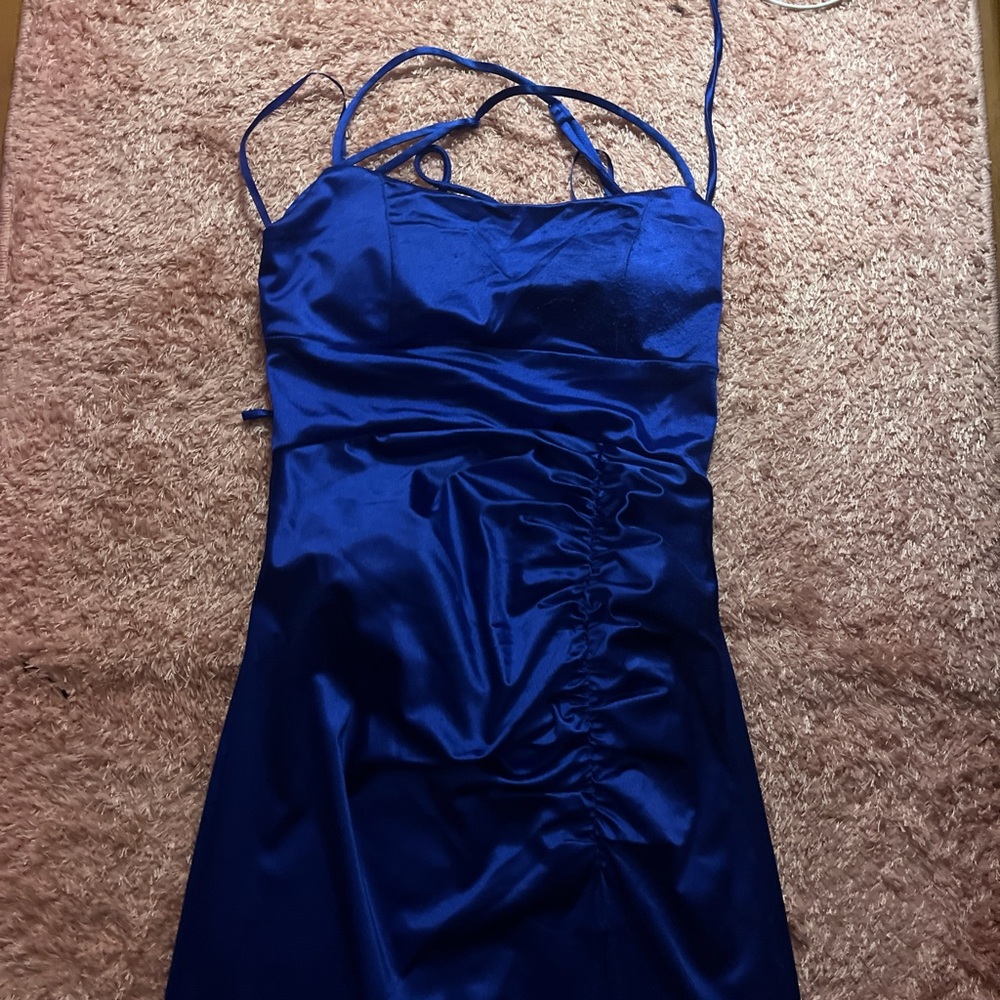Elegant Blue Satin Dress